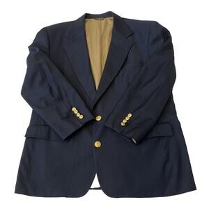 Vintage Mark Shale Men's Wool Sport Coat 46R Navy Gold Buttons Blazer Lined